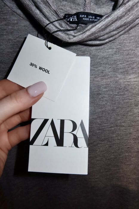 Лонгслів ZARA лонг сірий водолазка трикотажна прозора кашемір intimissimi