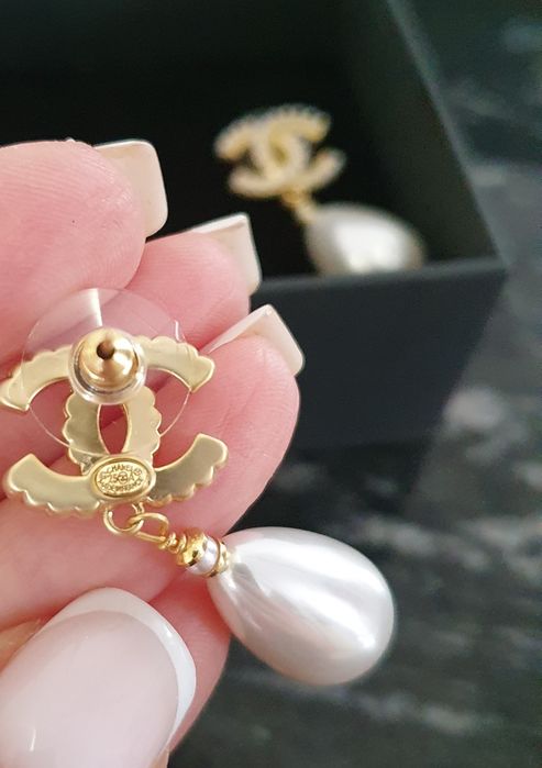 Kolczyki Cc chanel perła nowe