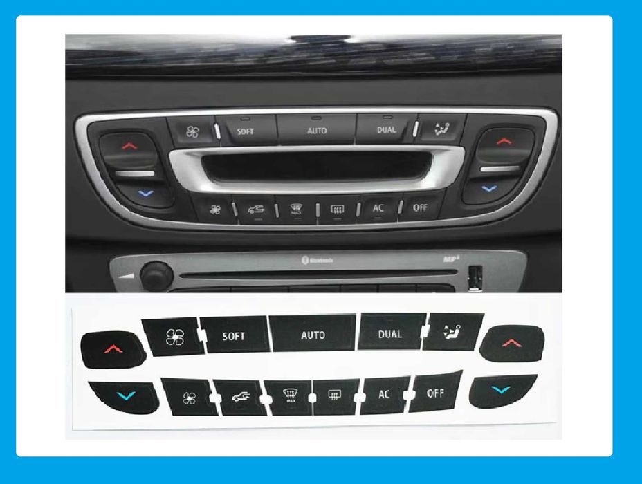 Autocolantes Reparação Botões do Rádio e AC - Renault Megane / Clio