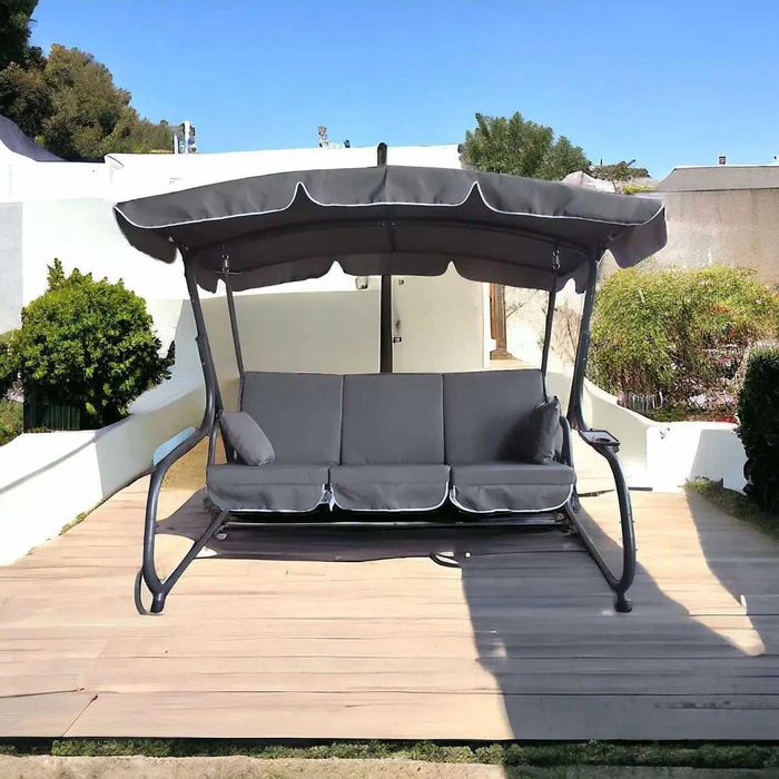 Садова гойдалка розкладна 3-х місна до 270кг Качеля з нахилом дашка