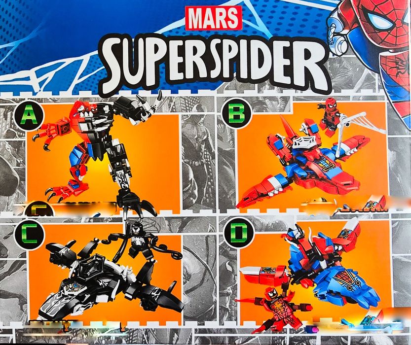Nowe klocki Spiderman Venom spider kompatybilne z klockami Lego spajder człowiek pająk zestaw zabawka prezent spidermen spajdermen spajderman wenom
