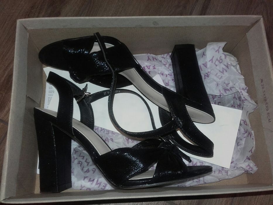 Buty sandaly CCC 37 czarne obcas sylwester wesele lato