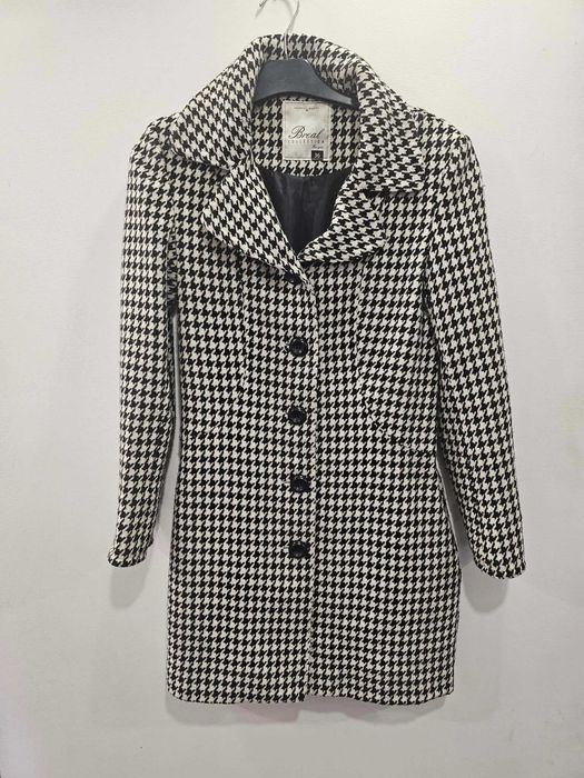 Stylowy Płaszcz Breal w pepitkę Wełna Nylon Akryl