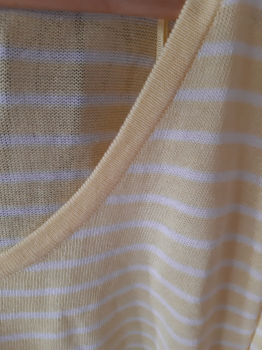 Bluzka Zara S oversize kolekcja len paski koszulka tshirt lato tkmaxx