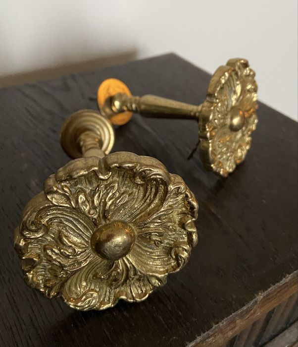 Uchwyty mosiężne do zasłon lub firan, vintage - 2szt.