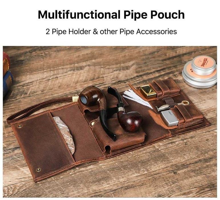 Estojo personalizado em pele para cachimbo e acessórios para fumar