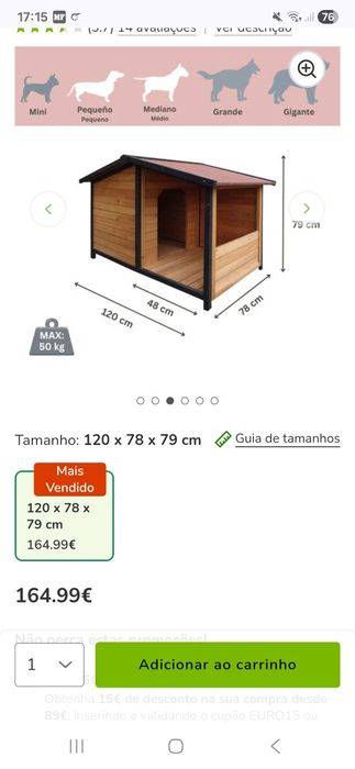 Vendo casota de madeira para cao