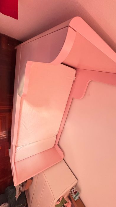 2 Camas Extensíveis IKEA BUSUNGE Rosa + Colchões