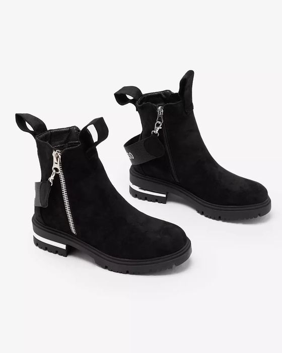 36 37 38 botki 39 40 41 na płaskim obcasie zamszowe z paseczkiem napis