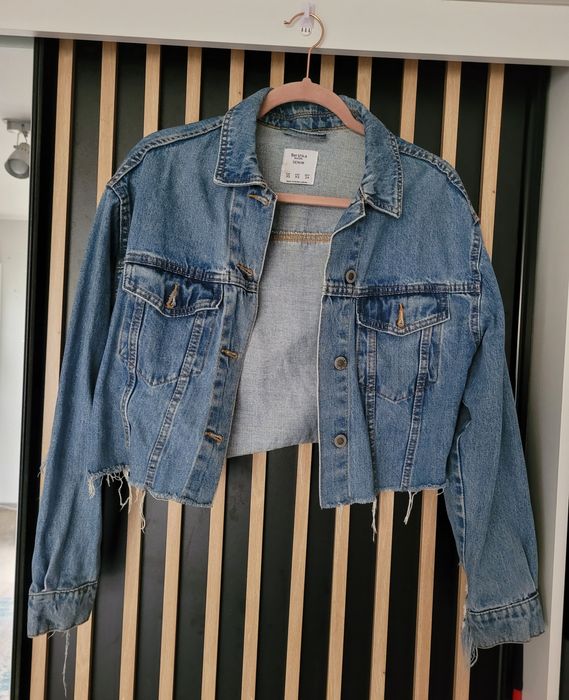 Kurtka jeansowa z frędzlami oversize