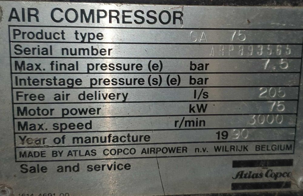 Vendo  compressor usado da marca Atlas Copco, :
