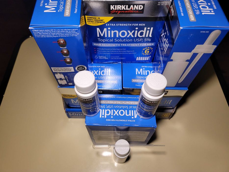 3X60ml Minoxidil Kirkland 5% calvície força extra cabelo de homens