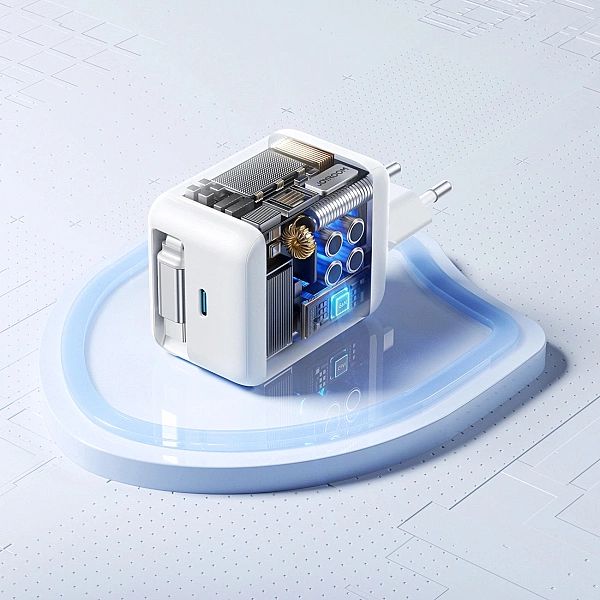 Ładowarka sieciowa Joyroom JR-TCL06/67W GaN z wbudowanym zwijanym kabl