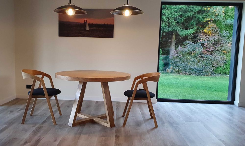 Nowoczesny stół dębowy okrągły rozkładany 2x50cm Loft 1