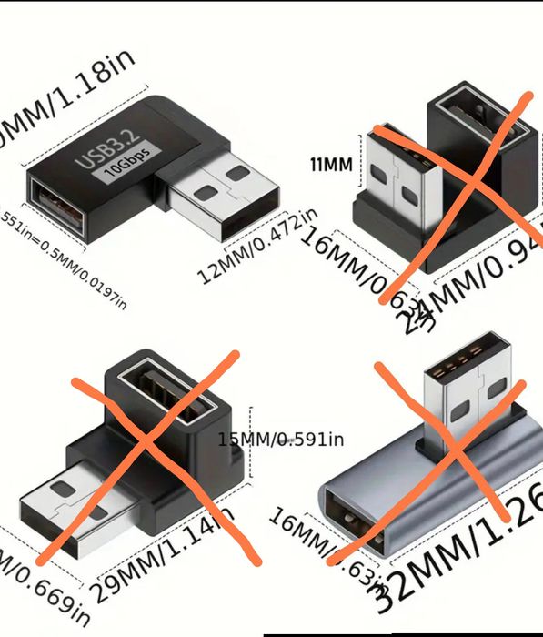 Кутовий 90*  адаптер otg USB A