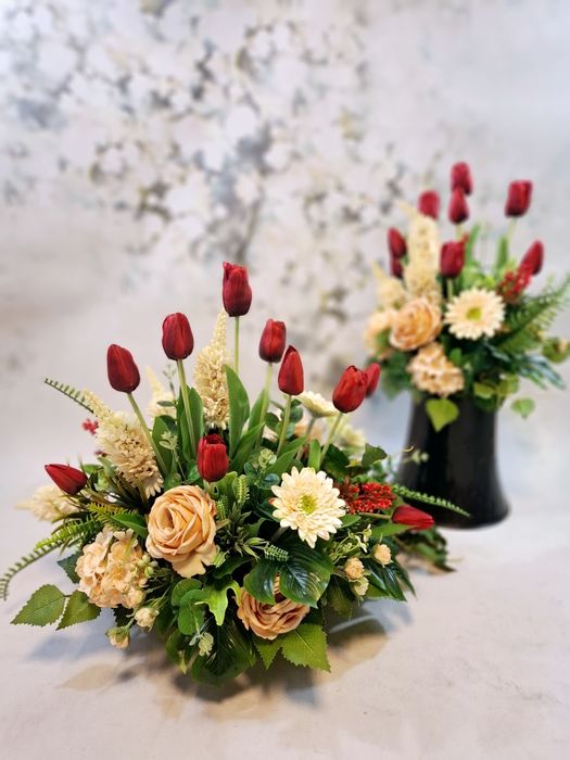 Komplet wiosenny nagrobny kompozycja stroik bukiet