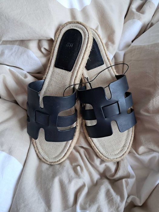 Espadryle czarne damskie klapki na lato H&M  rozmiar 40