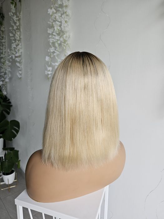 Peruka z włosów naturalnych perłowy blond z odrostem Asia II skalpu