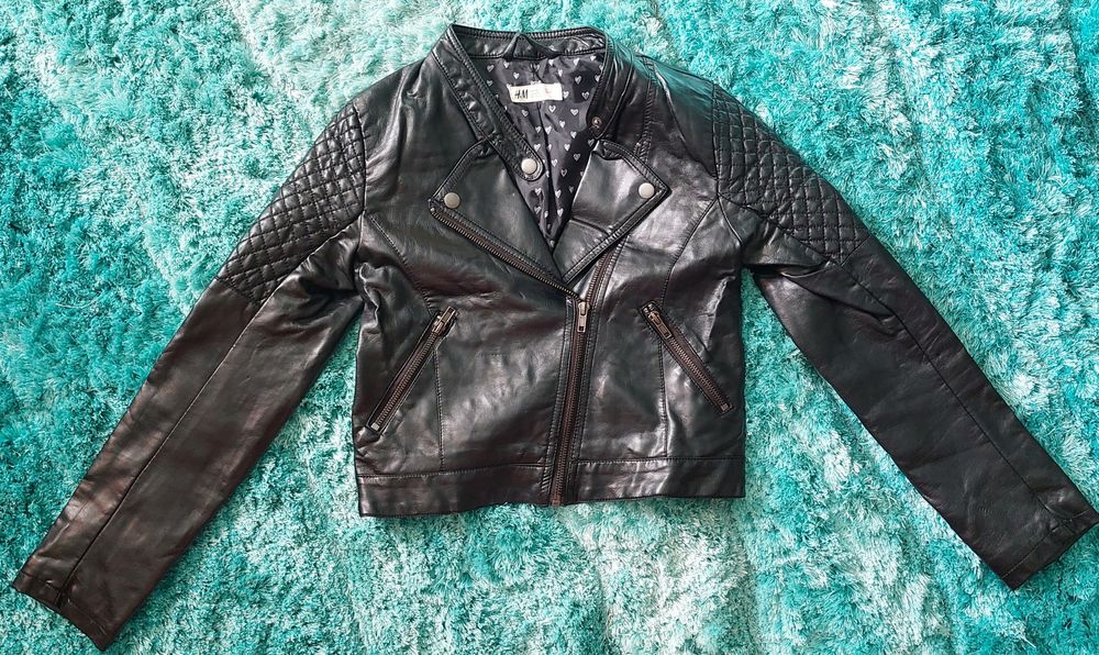 Czarna eko skóra 152 H&M ramoneska