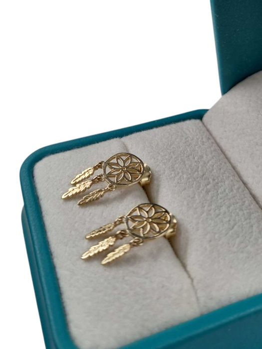 Nowe złote kolczyki – łapacze snów 1,48 g p585 (14k)