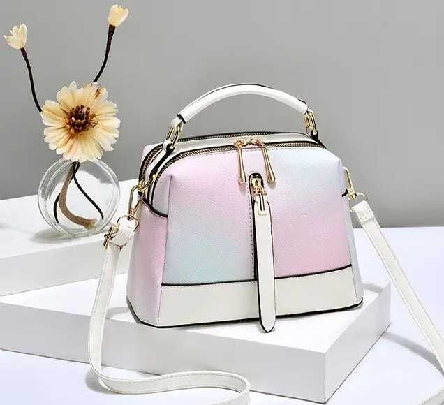 Жіноча модна сумка женская кожаная на плече райдужна женский клатч 2в1