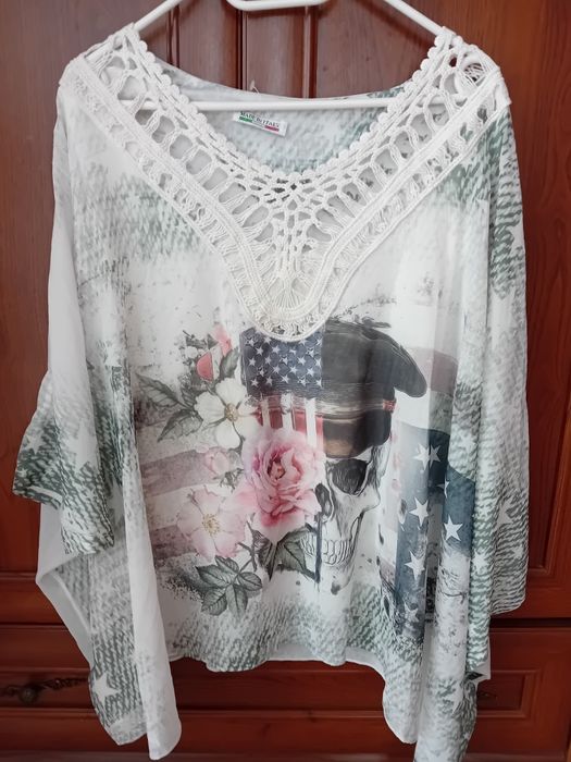 Bluzka ,szyfon szeroki rękaw, nietoperz