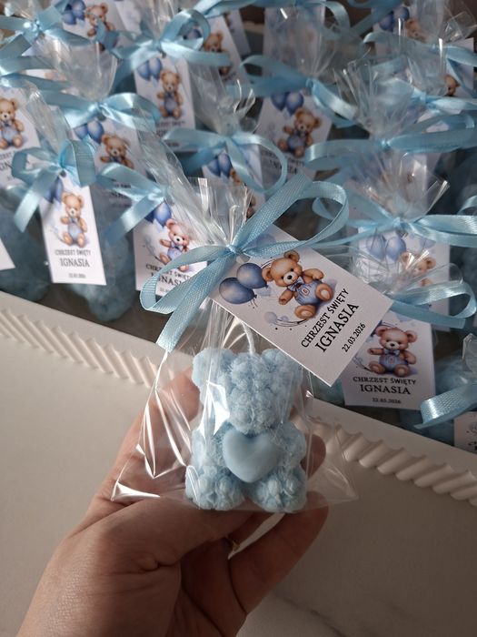 Misie rożane z serduszkiem podziekowanie chrzest święty