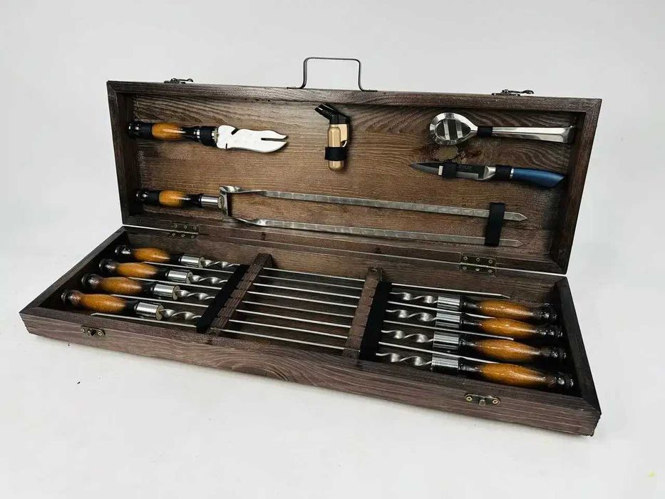 Подарок мужчине, мужу, куму– шампура в кейсе из натурального дерева