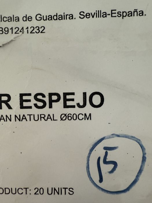 Espelho em vime com 60cm diametro