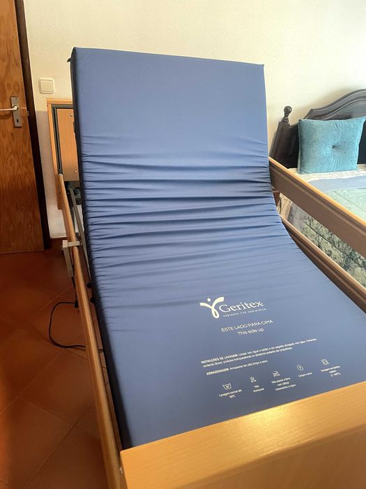 Cama articulada com colchão + colchão anti escaras + compressor