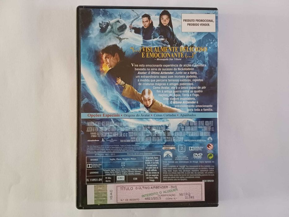 DVD O último Airbender, de M.Night Shyamalan, c Noah Ringer, Dev Patel