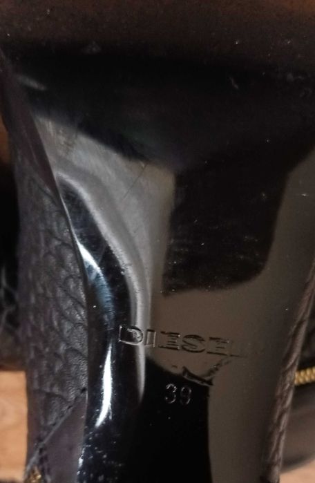 Diesel botki na obcasie i platformie skórzane rozmiar 39