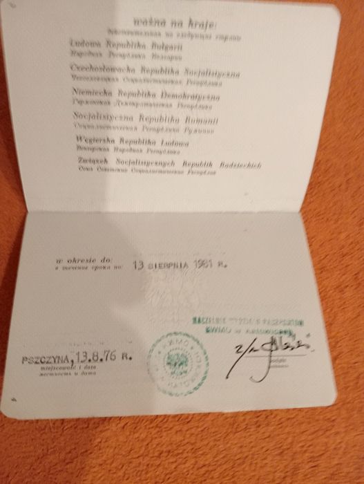 Wkładka paszportowa PRL
