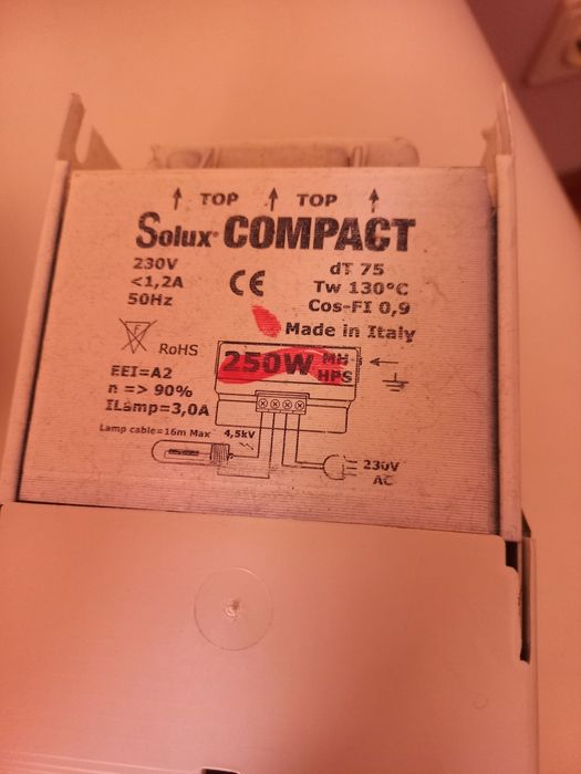 Iluminação Horticultura Solux Compact 250W – Cultivo Indoor / Estufa /