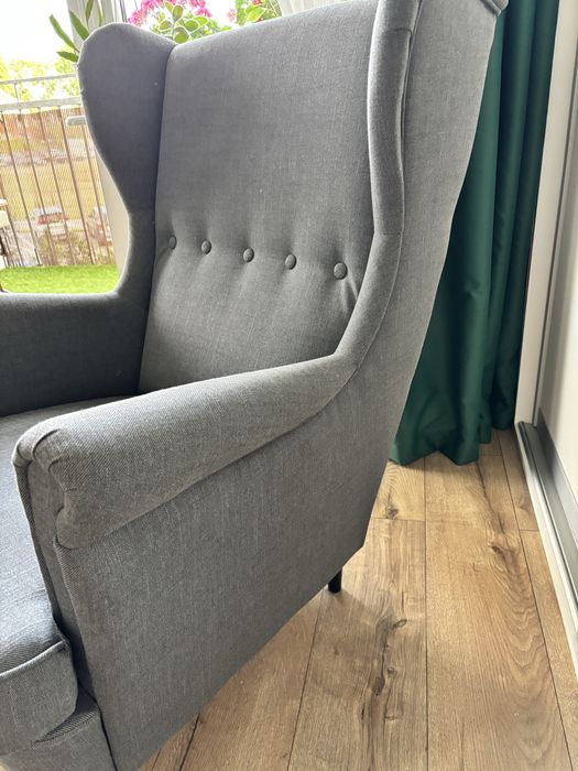 IKEA STRANDMON Fotel uszak Nordvalla ciemnoszary – stan idealny