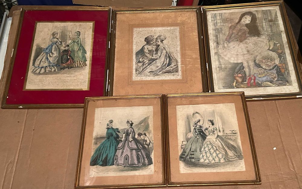 Conjunto de cinco gravuras antigas64862566989313120