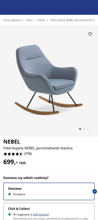 Okazja! Designerski fotel bujany NEBEL – Stan jak NOWY (Jysk)