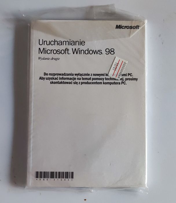 Oprogramowanie Windows 98 nośnik klucz i książka retro