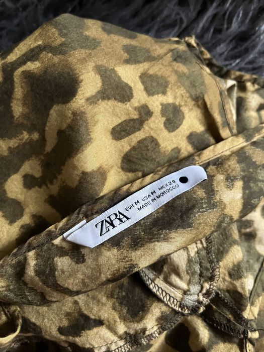 Sukienka ZARA lato wakacje wzory bawełna panterka dekolt