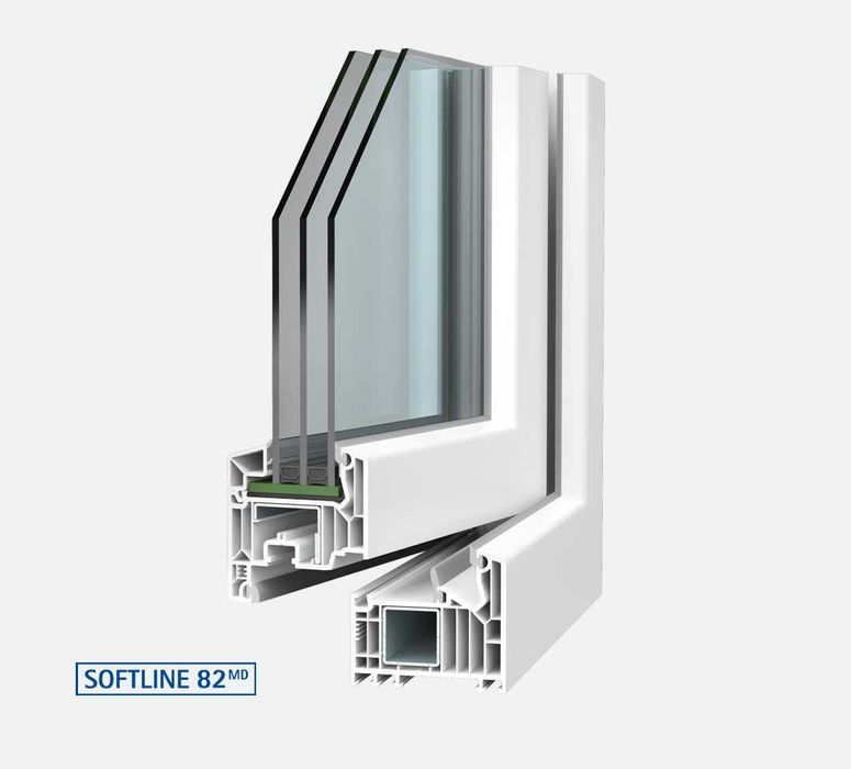 Okno typowe NOWE VEKA 82MD rama 82 mm 1465 x 1135 BIAŁE RU/R 3-SZYBOWE