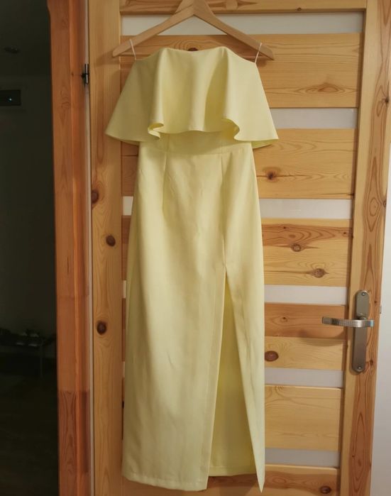 Długa żółta sukienka maxi gorsetowa świadkowa poprawiny kulunove dress