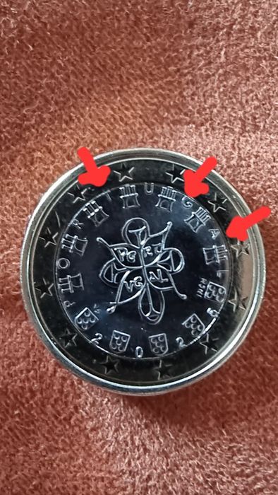 Moeda de 1 euro com erro de cunhagem