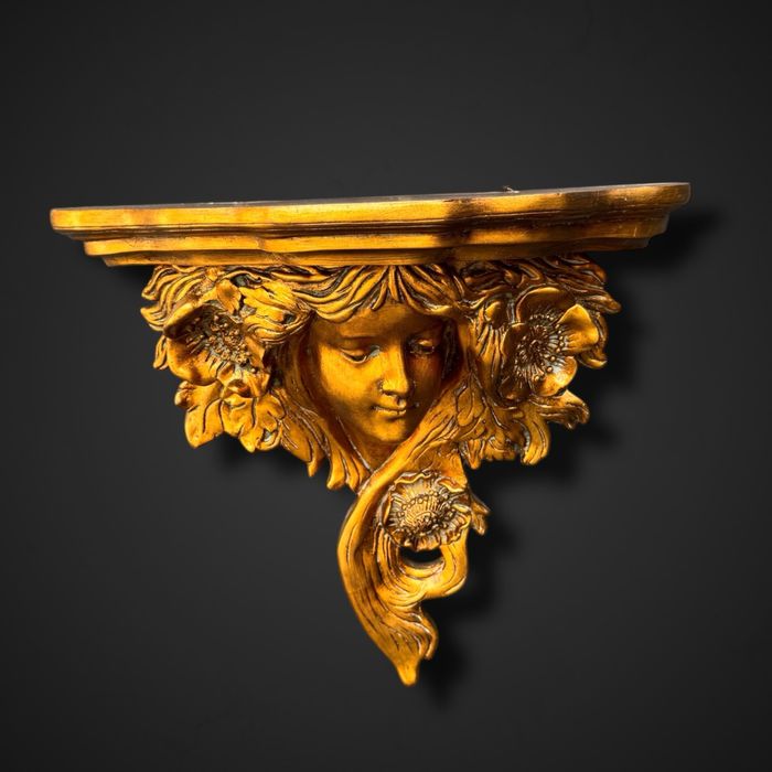 Konsola złota półka ścienna kobieta secesja neoklasycystyczny b5/11