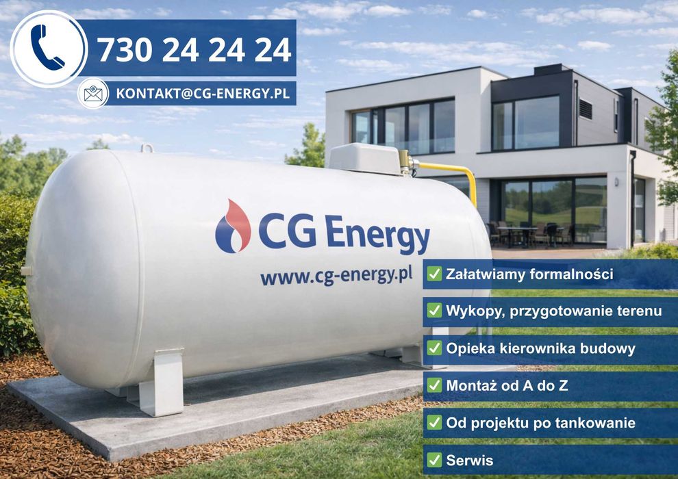 Zbiornik na gaz propan 2700, 4850, 6400 montaż, płynny gaz