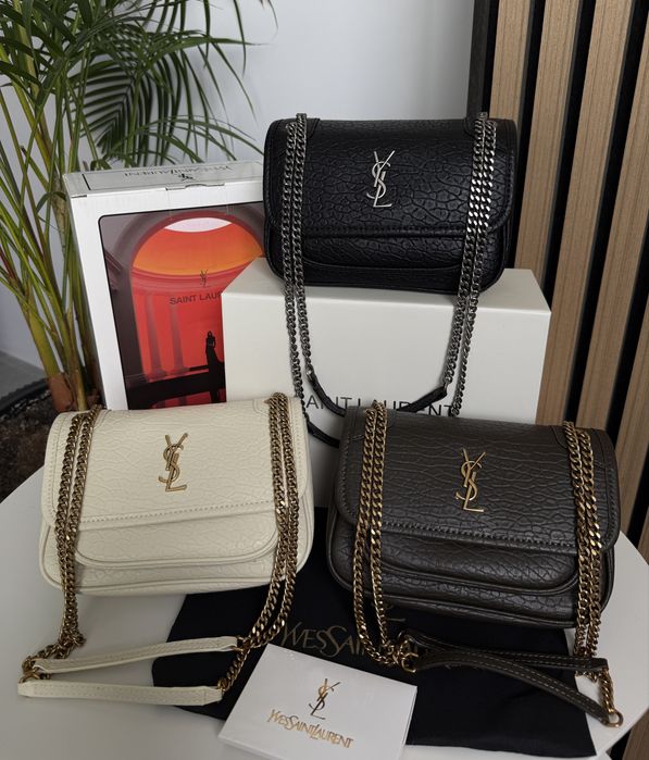 Сумка YSL Yves Saint Laurent Shoulder Bag біла, чорна