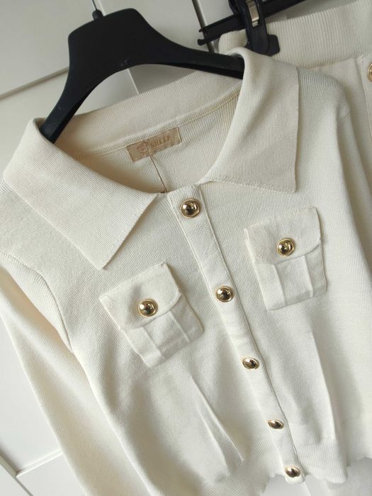 Extra komplet spódnica midi maxi sweter dzianina knit wiskoza