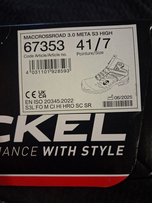 Nowe buty robocze BHP Heckel MACCROSSROAD 3.0 META S3 HIGH r. 41 / 7
