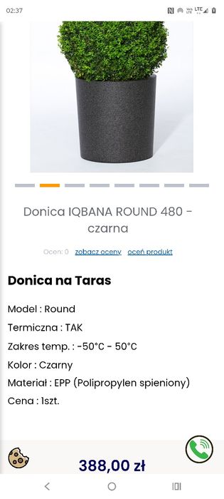 Donica na taras IQBANA ROUND 480 - czarna  200zl  taniej