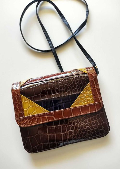 Kopertówka retro vintage brąz wężowy wzór