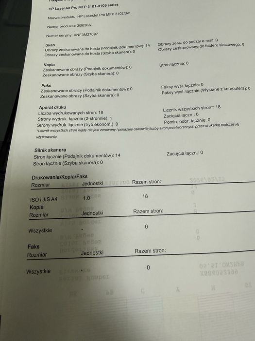 Drukarka Laserowa HP LaserJet Pro MFP 3102fdw Tylko 18 stron!!!Gwarancja